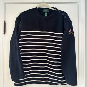 Vintage Ralph Lauren Navy and White Striped Sweater sweatshirt large